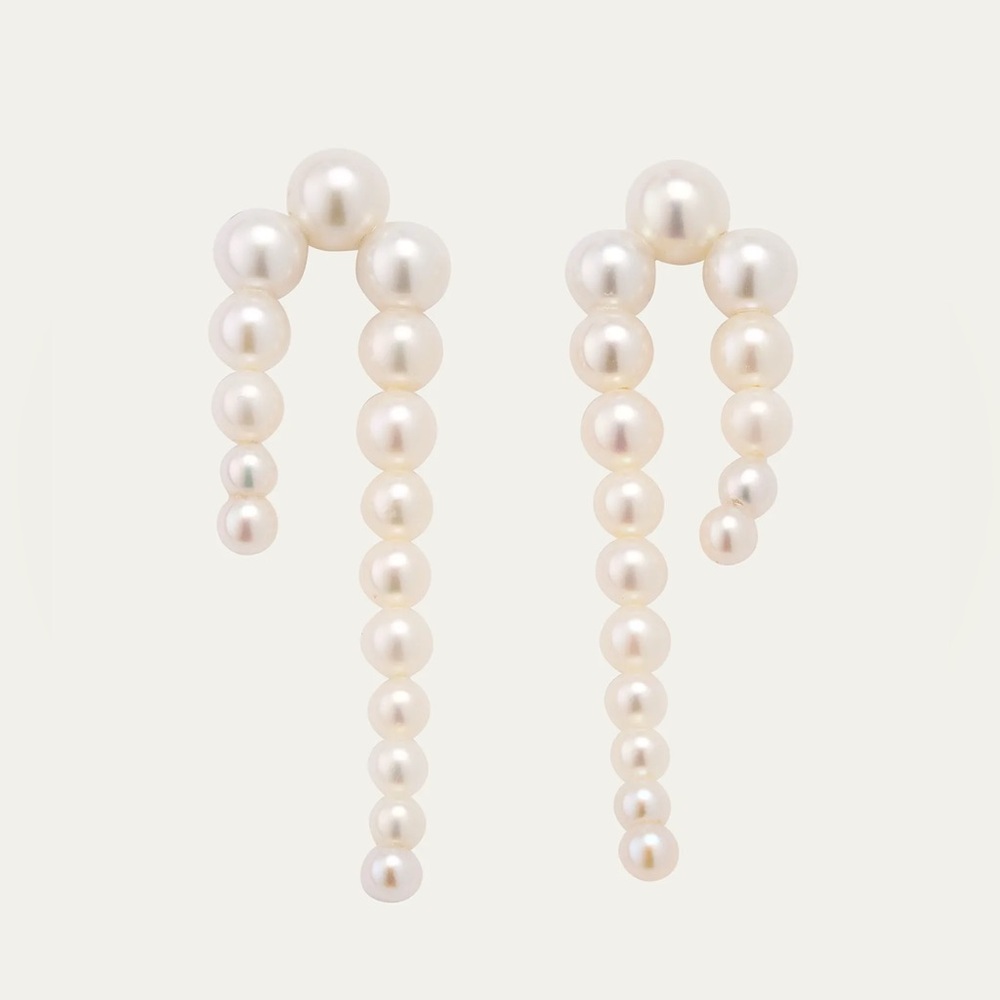 Sophie Bille Brahe Petite Perle Nuit Earrings 14k Gold and Pearls